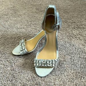 Michael Kors silver rhinestone heels (leather)